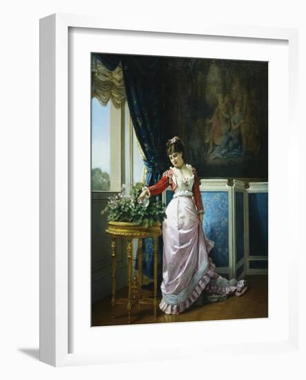 Watering Flowers-Auguste Toulmouche-Framed Giclee Print