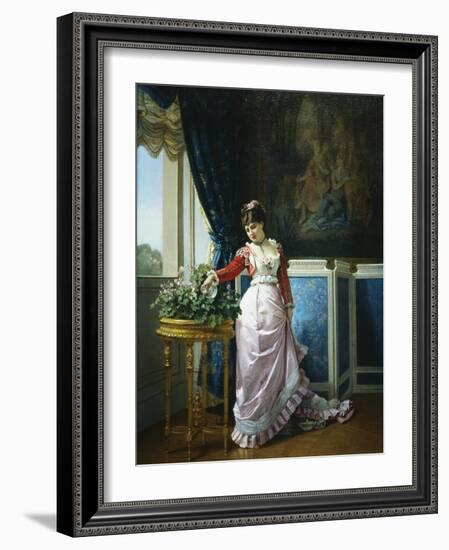 Watering Flowers-Auguste Toulmouche-Framed Giclee Print