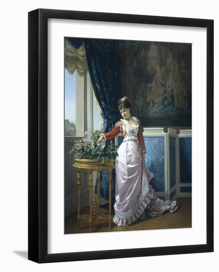 Watering Flowers-Auguste Toulmouche-Framed Giclee Print