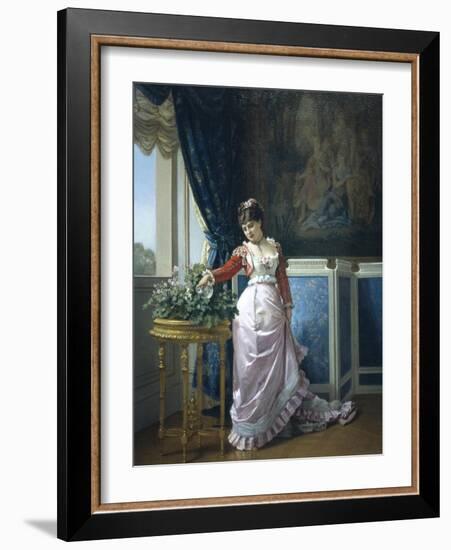 Watering Flowers-Auguste Toulmouche-Framed Giclee Print