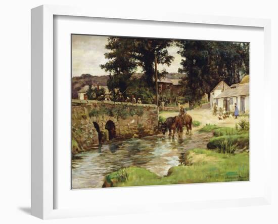 Watering the Horses in the Village Stream, 1931 (Oil on Canvas)-Stanhope Alexander Forbes-Framed Giclee Print