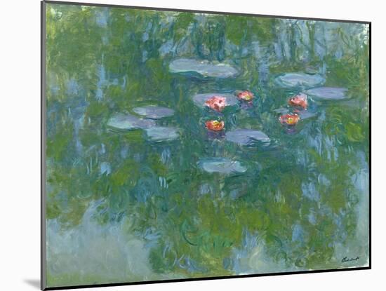 Waterlilies, 1916-19-Claude Monet-Mounted Giclee Print