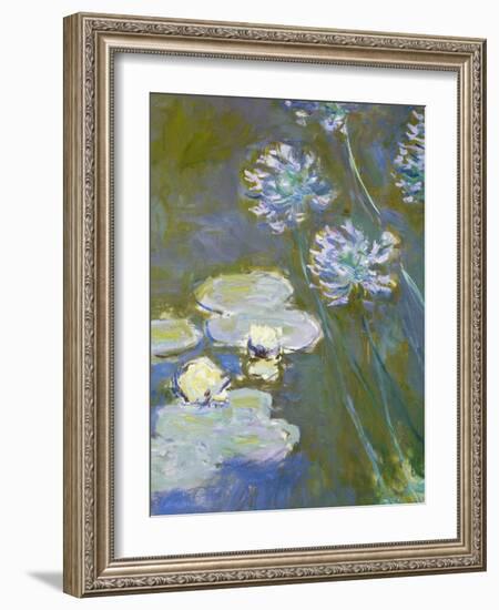 Waterlilies and Agapanthus, 1914-17 (Detail)-Claude Monet-Framed Giclee Print