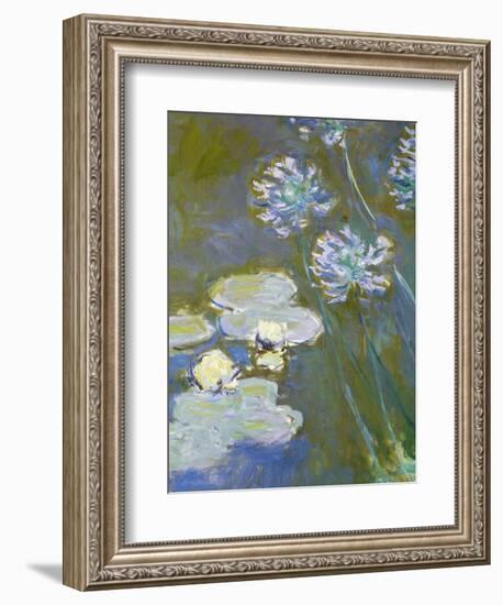 Waterlilies and Agapanthus, 1914-17 (Detail)-Claude Monet-Framed Giclee Print