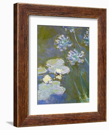 Waterlilies and Agapanthus, 1914-17 (Detail)-Claude Monet-Framed Giclee Print