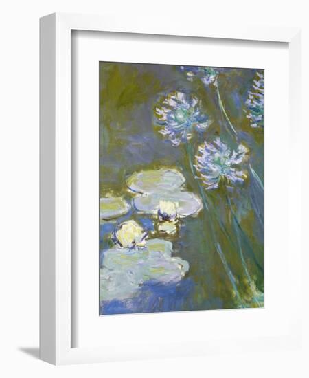 Waterlilies and Agapanthus, 1914-17 (Detail)-Claude Monet-Framed Giclee Print