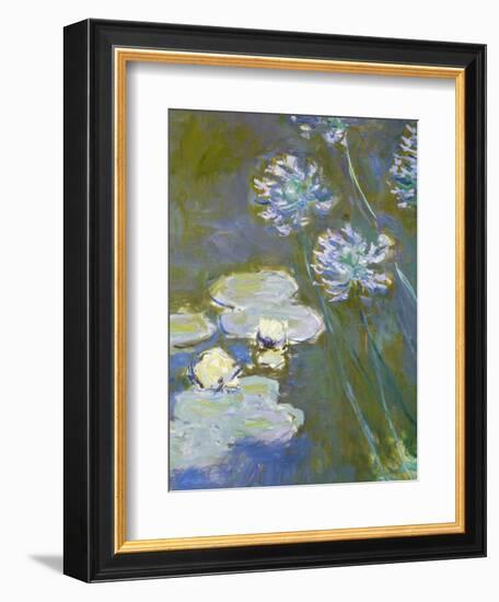 Waterlilies and Agapanthus, 1914-17 (Detail)-Claude Monet-Framed Giclee Print