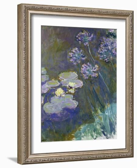 Waterlilies and Agapanthus, 1914-17-Claude Monet-Framed Giclee Print