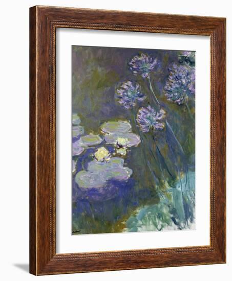 Waterlilies and Agapanthus, 1914-17-Claude Monet-Framed Giclee Print