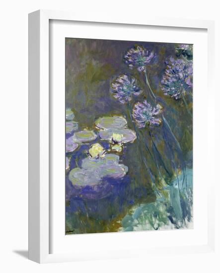 Waterlilies and Agapanthus, 1914-17-Claude Monet-Framed Giclee Print