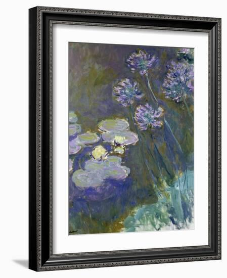 Waterlilies and Agapanthus, 1914-17-Claude Monet-Framed Giclee Print