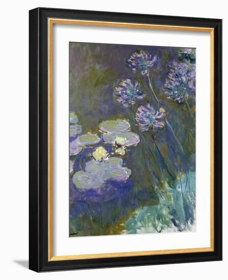 Waterlilies and Agapanthus, 1914-17-Claude Monet-Framed Giclee Print