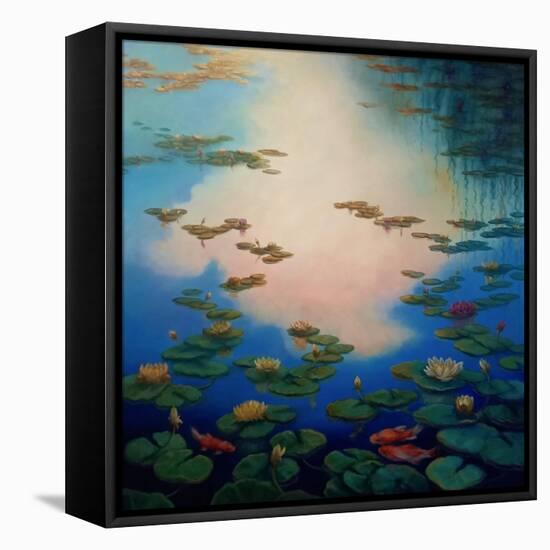 Waterlilies and Goldfish, 2021, (oil on canvas)-Lee Campbell-Framed Premier Image Canvas