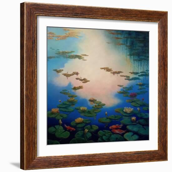 Waterlilies and Goldfish, 2021, (oil on canvas)-Lee Campbell-Framed Giclee Print