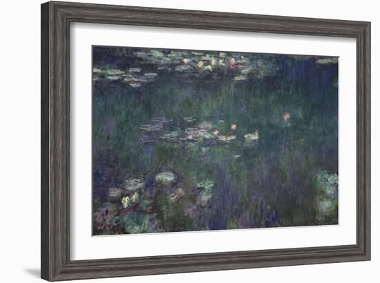 Waterlilies: Green Reflections, 1914-18 (Central Section)-Claude Monet-Framed Giclee Print