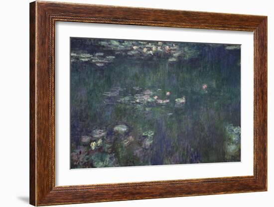 Waterlilies: Green Reflections, 1914-18 (Central Section)-Claude Monet-Framed Giclee Print