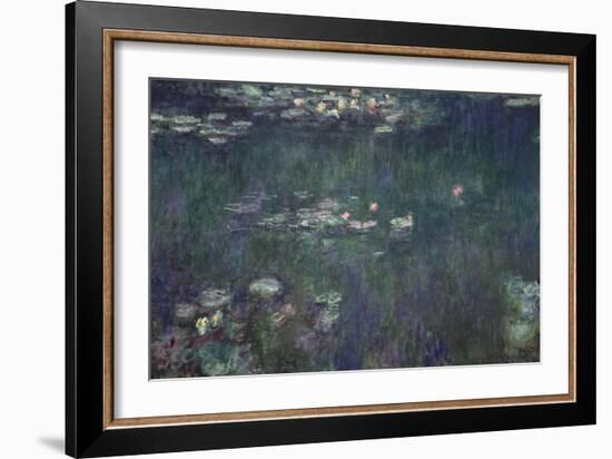 Waterlilies: Green Reflections, 1914-18 (Central Section)-Claude Monet-Framed Giclee Print