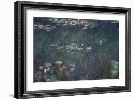 Waterlilies: Green Reflections, 1914-18 (Central Section)-Claude Monet-Framed Giclee Print