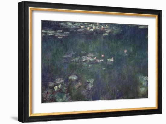 Waterlilies: Green Reflections, 1914-18 (Central Section)-Claude Monet-Framed Giclee Print