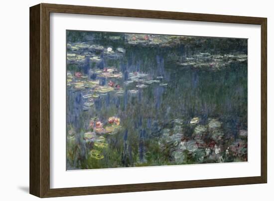 Waterlilies: Green Reflections, 1914-18 (Left Section)-Claude Monet-Framed Giclee Print