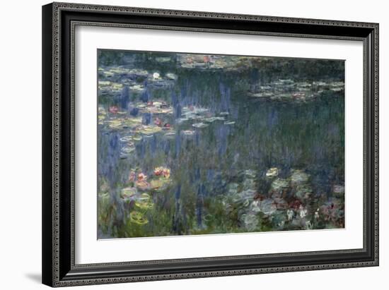 Waterlilies: Green Reflections, 1914-18 (Left Section)-Claude Monet-Framed Giclee Print