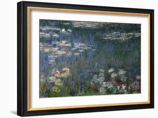 Waterlilies: Green Reflections, 1914-18 (Left Section)-Claude Monet-Framed Giclee Print