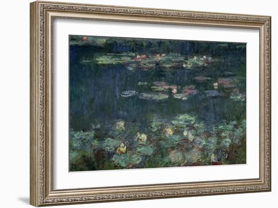 Waterlilies: Green Reflections, 1914-18 (Right Section)-Claude Monet-Framed Giclee Print