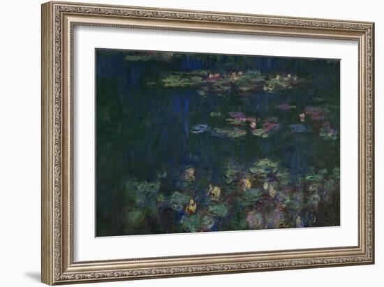 Waterlilies, Green Reflections, 1914-1918-Claude Monet-Framed Giclee Print