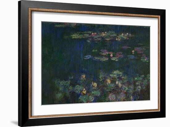 Waterlilies, Green Reflections, 1914-1918-Claude Monet-Framed Giclee Print