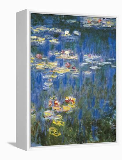 Waterlilies: Green Reflections-Claude Monet-Framed Stretched Canvas