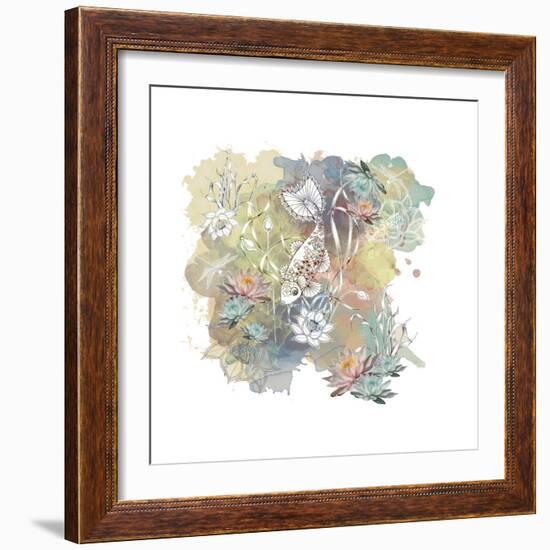 Waterlilly Days-The Tangled Peacock-Framed Giclee Print
