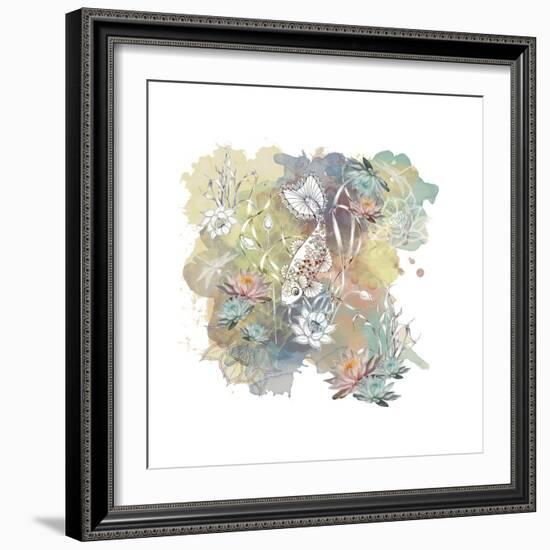 Waterlilly Days-The Tangled Peacock-Framed Giclee Print