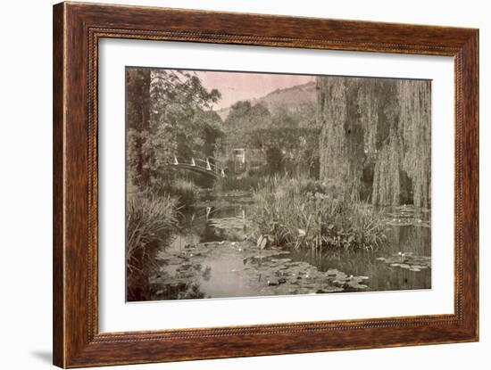 Waterlily Pond and Japanese Bridge in Monet's Garden at Giverny, Early 1920S (Photo)-French Photographer-Framed Giclee Print