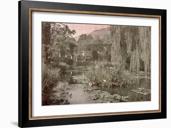 Waterlily Pond and Japanese Bridge in Monet's Garden at Giverny, Early 1920S (Photo)-French Photographer-Framed Giclee Print