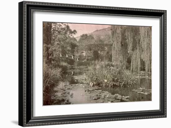 Waterlily Pond and Japanese Bridge in Monet's Garden at Giverny, Early 1920S (Photo)-French Photographer-Framed Giclee Print