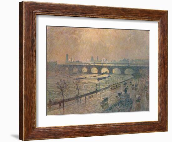 'Waterloo Bridge - A Rainy Day', c1917-Emile Claus-Framed Giclee Print