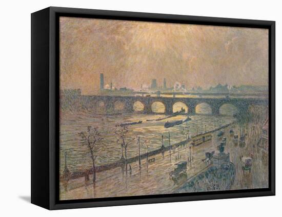 'Waterloo Bridge - A Rainy Day', c1917-Emile Claus-Framed Premier Image Canvas