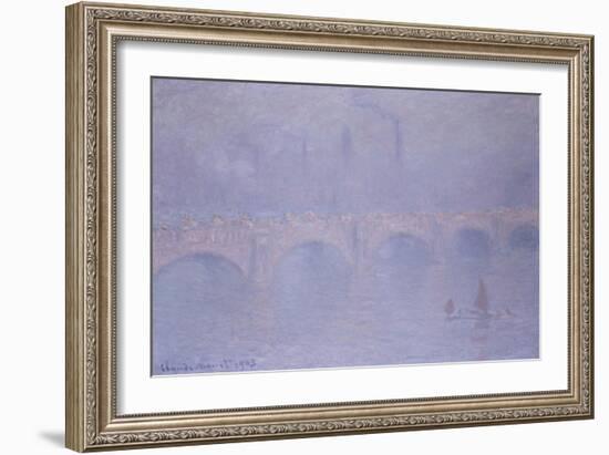 Waterloo Bridge, Misty Sunshine-Claude Monet-Framed Giclee Print