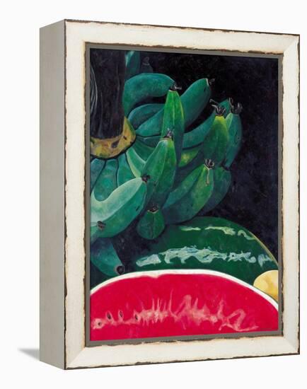 Watermelon and Green Bananas, 2002-Pedro Diego Alvarado-Framed Premier Image Canvas