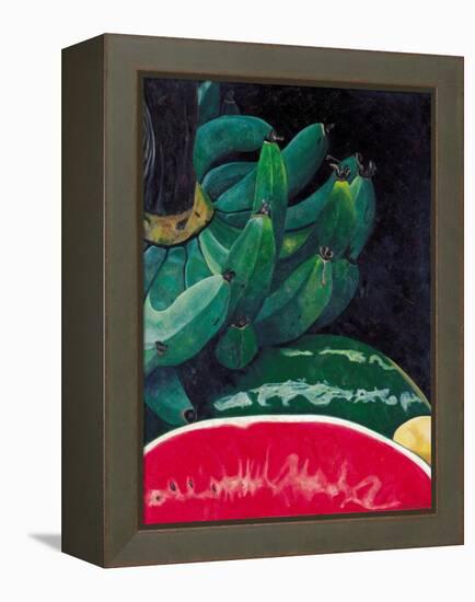 Watermelon and Green Bananas, 2002-Pedro Diego Alvarado-Framed Premier Image Canvas