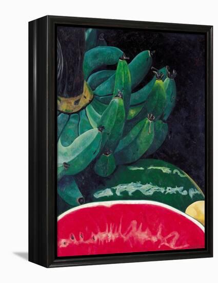 Watermelon and Green Bananas, 2002-Pedro Diego Alvarado-Framed Premier Image Canvas