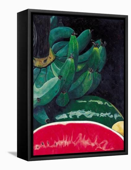 Watermelon and Green Bananas, 2002-Pedro Diego Alvarado-Framed Premier Image Canvas