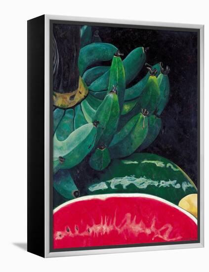 Watermelon and Green Bananas, 2002-Pedro Diego Alvarado-Framed Premier Image Canvas