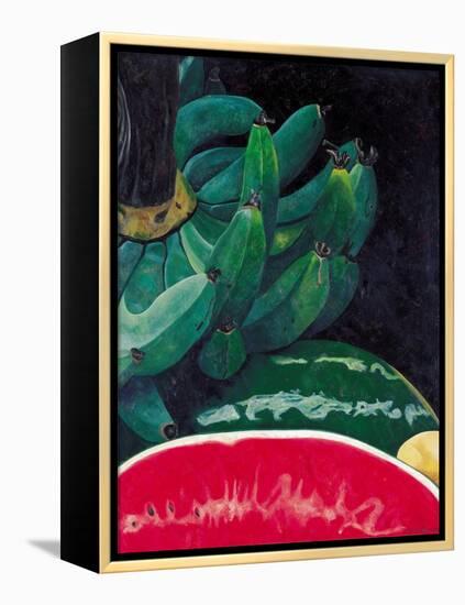 Watermelon and Green Bananas, 2002-Pedro Diego Alvarado-Framed Premier Image Canvas