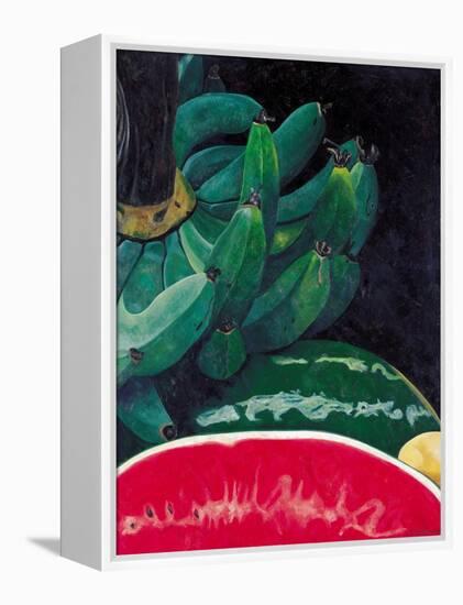 Watermelon and Green Bananas, 2002-Pedro Diego Alvarado-Framed Premier Image Canvas