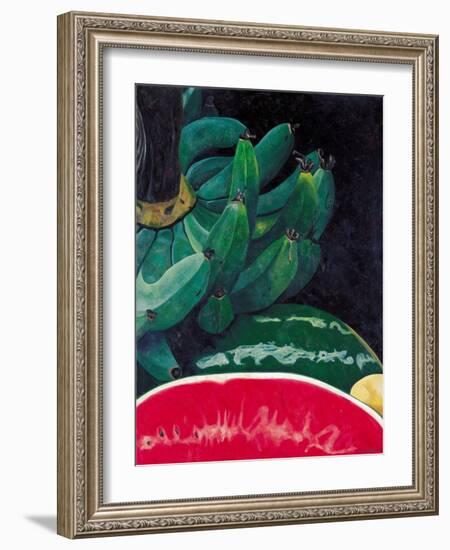 Watermelon and Green Bananas, 2002-Pedro Diego Alvarado-Framed Giclee Print