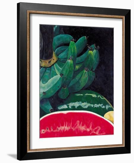 Watermelon and Green Bananas, 2002-Pedro Diego Alvarado-Framed Giclee Print