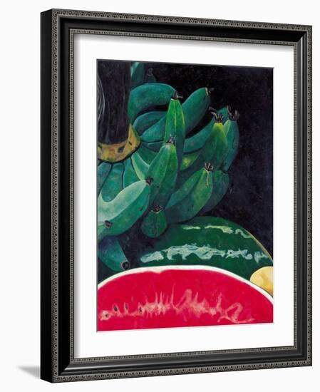 Watermelon and Green Bananas, 2002-Pedro Diego Alvarado-Framed Giclee Print