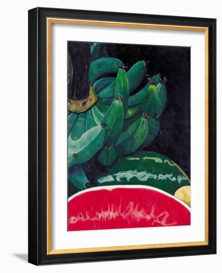Watermelon and Green Bananas, 2002-Pedro Diego Alvarado-Framed Giclee Print