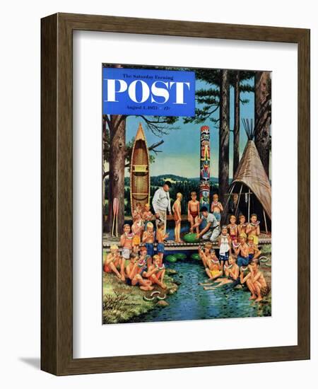 "Watermelon at Camp" Saturday Evening Post Cover, August 1, 1953-Stevan Dohanos-Framed Giclee Print